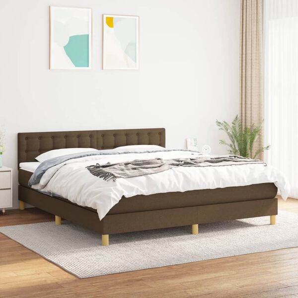 vidaXL Sommier &agrave; lattes de lit avec matelas Marron fonc&eacute; 160x200 cm