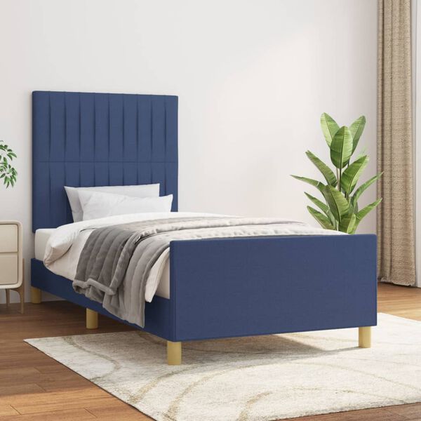 vidaXL Cadre de lit sans matelas bleu 90x190 cm tissu
