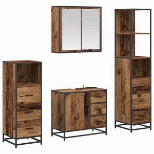 vidaXL Ensemble de mobilier de salle de bain 4 pi&egrave;ces Bois Ancien