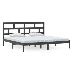 vidaXL Cadre de lit sans matelas Noir Bois de pin massif 200x200 cm