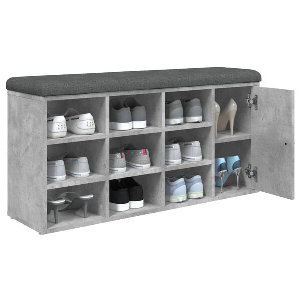 vidaXL Banc à chaussures gris béton 102x32x50 cm bois d'ingénierie