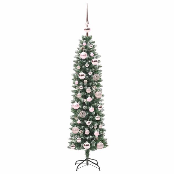 vidaXL Arbre de No&euml;l artificiel slim avec 150 LED Vert et blanc 120 cm
