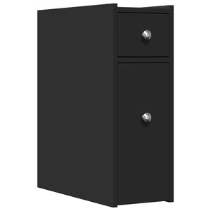 vidaXL Armoire de salle de bain &eacute;troite avec roulettes noir