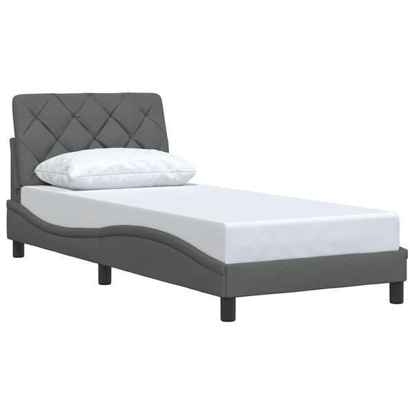 vidaXL Cadre de lit sans matelas gris fonc&eacute; 90x190 cm tissu