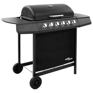 vidaXL Barbecue gril &agrave; gaz avec 6 br&ucirc;leurs Noir
