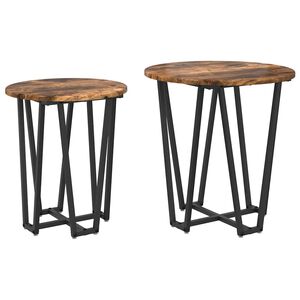 vidaXL Ensemble de tables d'appoint 2 pcs Ch&ecirc;ne fum&eacute; et noir