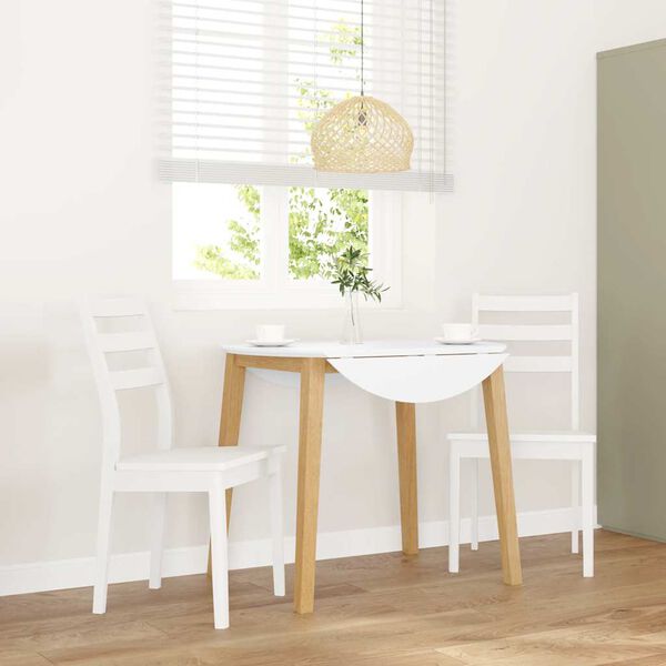 vidaXL Chaises à manger 2 pcs blanc bois massif caoutchouc