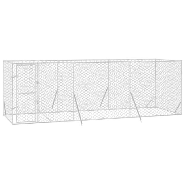 vidaXL Chenil d'ext&eacute;rieur pour chiens argent&eacute; 6x2x2 m acier galvanis&eacute;
