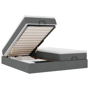 VidaXL Cadre de lit ottoman avec matelas gris fonc&eacute; 160x200cm tissu