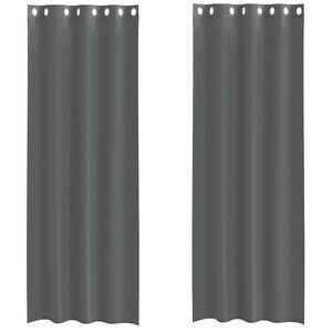 vidaXL Rideaux en voile avec &oelig;illets 2 pcs gris fonc&eacute; 140x260 cm