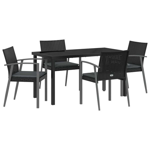 vidaXL Ensemble de salle &agrave; manger pour jardin 5 pcs Noir et gris