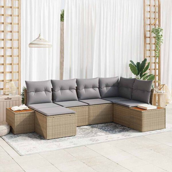 vidaXL Ensemble de canap&eacute; de jardin 6 pcs Beige et Gris clair