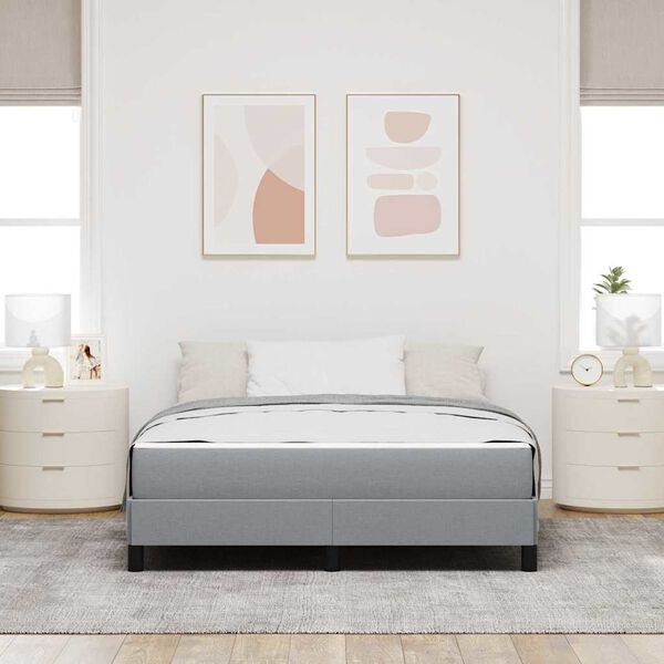 vidaXL Lit &agrave; ressorts avec matelas Gris clair 160 x 200 cm tissu