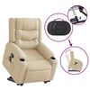 vidaXL Fauteuil inclinable de massage Cr&egrave;me Tissu