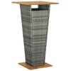 vidaXL Table de bar Gris 60x60x110 cm R&eacute;sine tress&eacute;e et bois d'acacia
