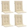 vidaXL Coussins de chaise de jardin &agrave; dossier bas lot de 4 beige