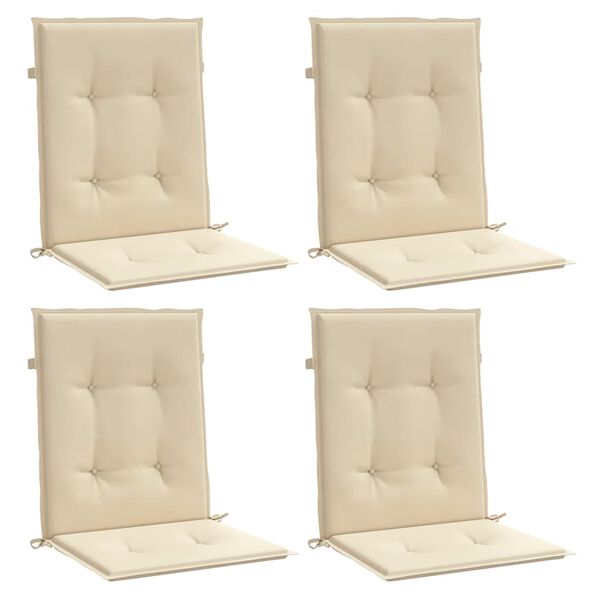 vidaXL Coussins de chaise de jardin &agrave; dossier bas lot de 4 beige