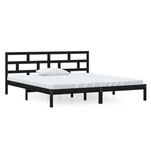 vidaXL Cadre de lit sans matelas noir bois massif 140x190 cm