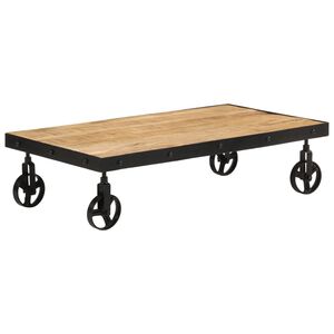 vidaXL Table basse avec roulettes bois de manguier massif 100x55x26 cm