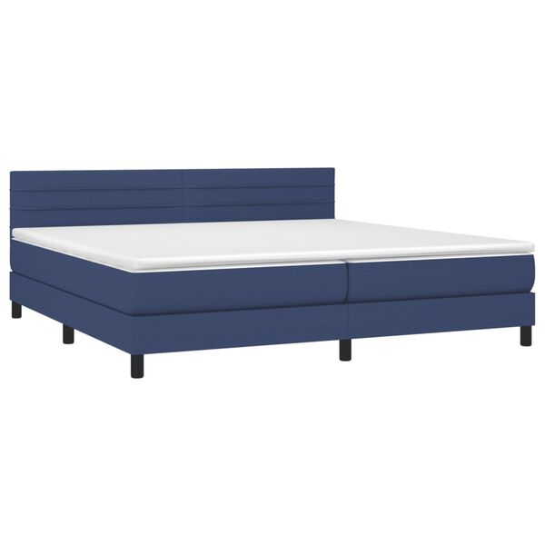 vidaXL Sommier &agrave; lattes de lit et matelas et LED Bleu 200x200 cm Tissu