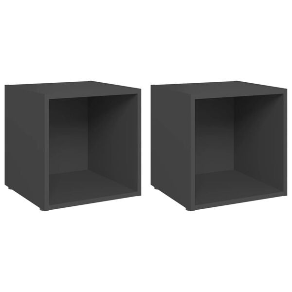 vidaXL Meubles TV 2 pcs gris 37x35x37 cm bois d’ingénierie