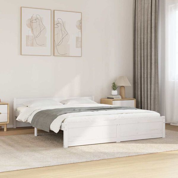 vidaXL Cadre de lit sans matelas blanc bois massif 150x200 cm