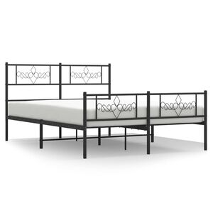 vidaXL Cadre de lit m&eacute;tal sans matelas avec pied de lit noir 140x200cm