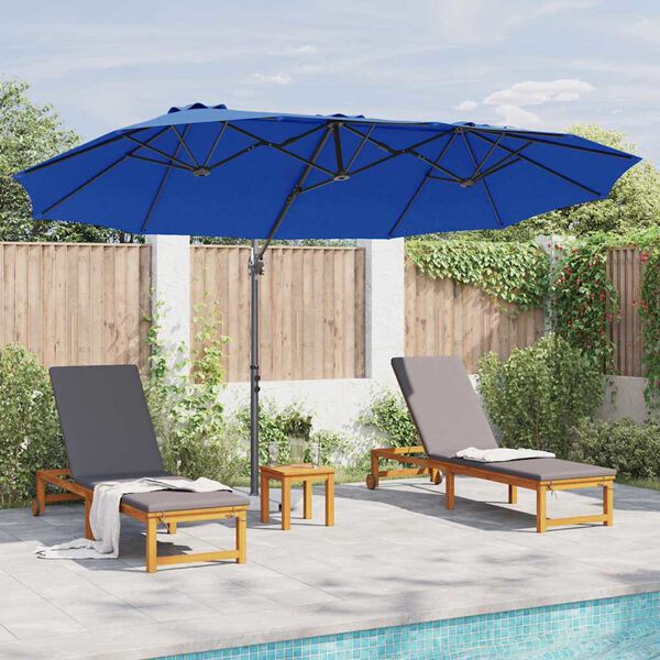 vidaXL Parasol cantilever de jardin bleu azur 372 x 198 x 243 cm