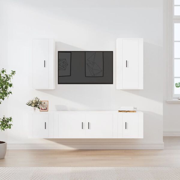 vidaXL Ensemble de meubles TV 5 pcs Blanc Bois d'ingénierie