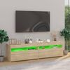 vidaXL Meubles TV 2 pcs avec lumi&egrave;res LED Ch&ecirc;ne sonoma 75x35x40 cm