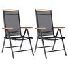 vidaXL Chaises pliantes 2 pi&egrave;ces Aluminium et Textil&egrave;ne Noir