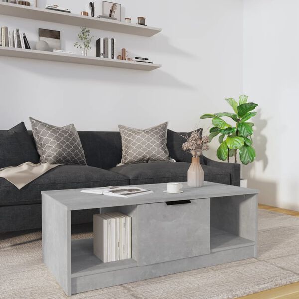 vidaXL Table basse gris béton 102x50x36 cm bois d'ingénierie