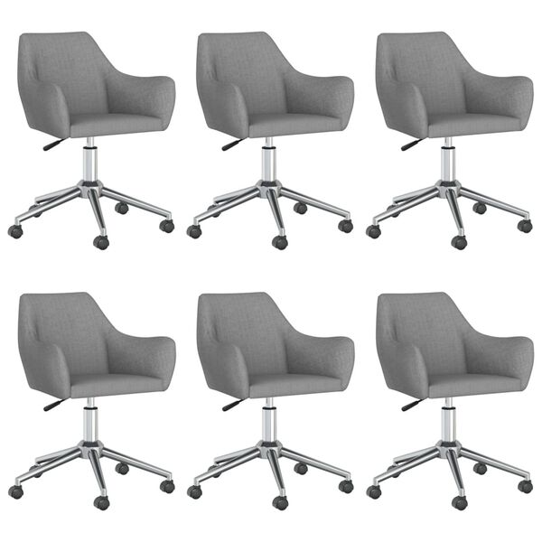 vidaXL Chaises pivotantes &agrave; manger lot de 6 Gris clair Tissu