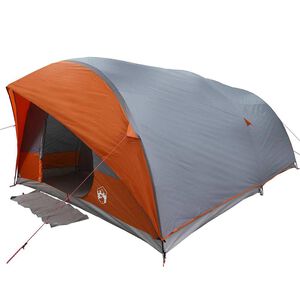 vidaXL Tente Tunnel 10 personne Gris et orange taffetas Imperm&eacute;able