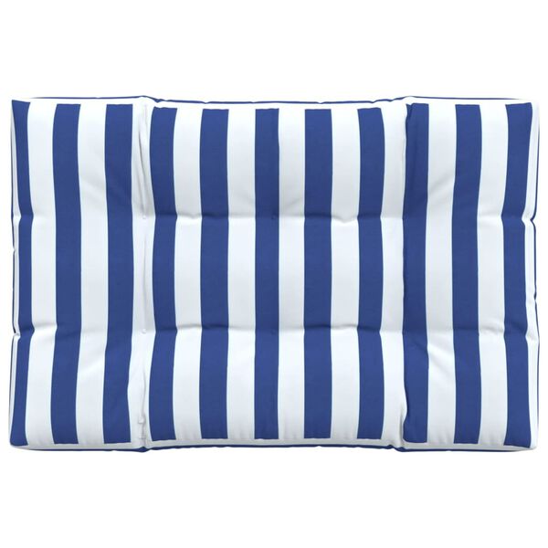 vidaXL Coussin de palette rayures bleues et blanches 120x80x12cm tissu