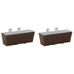 vidaXL Garde-Corps 2 pc Marron 50 x 17 x 17 cm m&eacute;tal