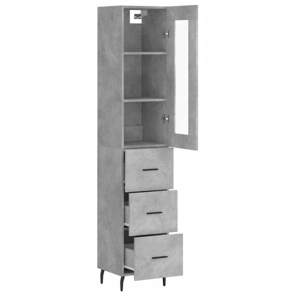 vidaXL Buffet haut Gris b&eacute;ton 34,5x34x180 cm Bois d'ing&eacute;nierie