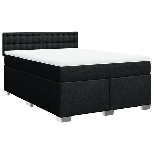 vidaXL Sommier &agrave; lattes de lit avec matelas Noir 160x200 cm Tissu