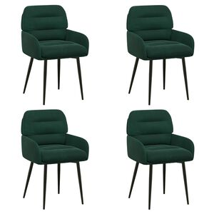 vidaXL Chaises de salle &agrave; manger 4 pc Velours Vert fonc&eacute;