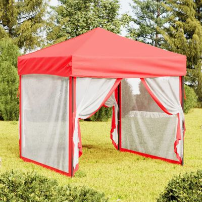 vidaXL Tente de réception pliable avec parois Rouge 2x2 m