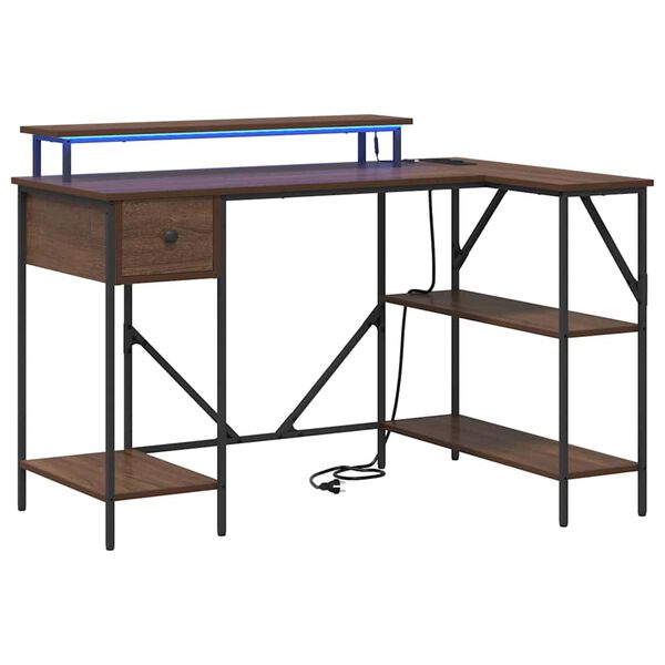 vidaXL Bureau Ch&ecirc;ne brun 120 x 79 x 86,5 cm Bois d'ing&eacute;nierie