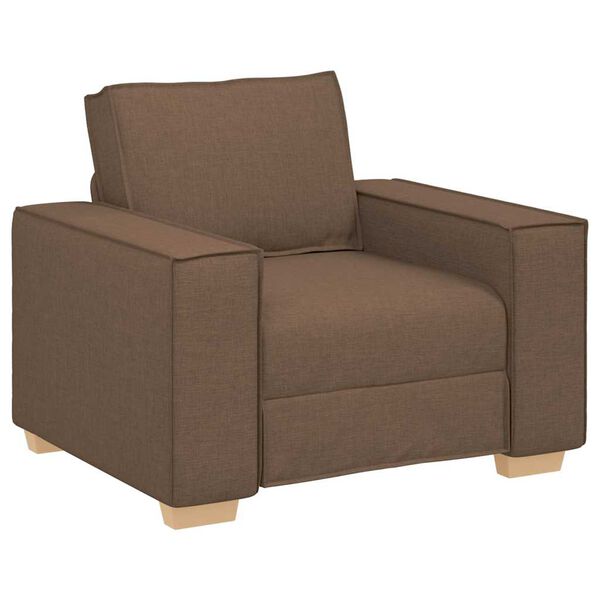 vidaXL Canap&eacute; 3 pcs Marron 220 x 80 x 84 cm Tissu en lin m&eacute;lang&eacute;