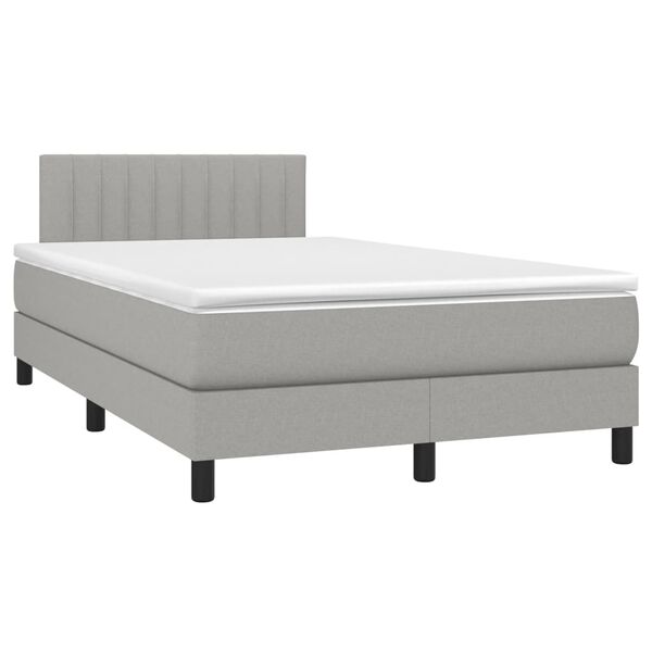 vidaXL Sommier &agrave; lattes de lit matelas LED gris clair 120x190 cm tissu