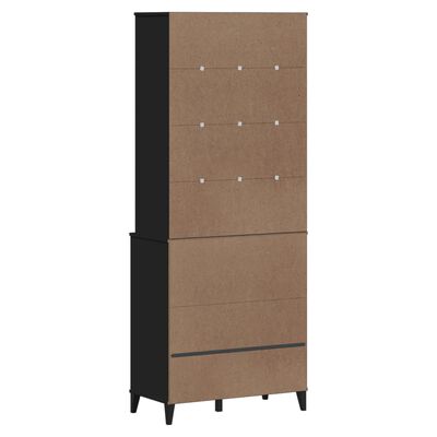 vidaXL Buffet VIKEN noir 80x40x200 cm bois massif de pin