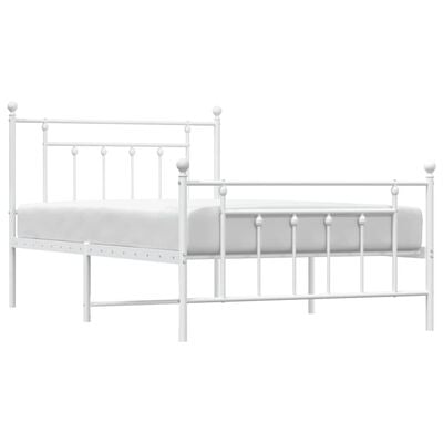 vidaXL Cadre de lit métal sans matelas et pied de lit blanc 100x200 cm