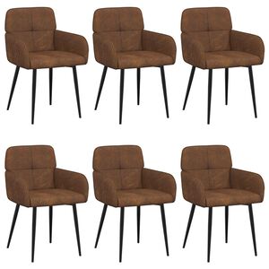 vidaXL Chaises de salle &agrave; manger 6 pc Simili daim Marron