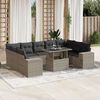 vidaXL Salon de jardin avec coussins 10 pcs gris clair r&eacute;sine tress&eacute;e