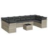 vidaXL Salon de jardin 11 pcs avec coussins gris clair r&eacute;sine tress&eacute;e