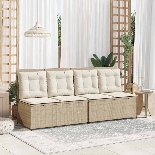 vidaXL Banc de jardin avec coussin Beige Poly rotin