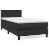 vidaXL Sommier &agrave; lattes de lit avec matelas Noir 90x190 cm Similicuir